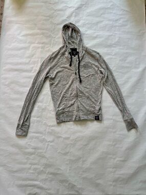 Harley-Davidson Gray Zip-Up Hoodie with Black Drawstrings